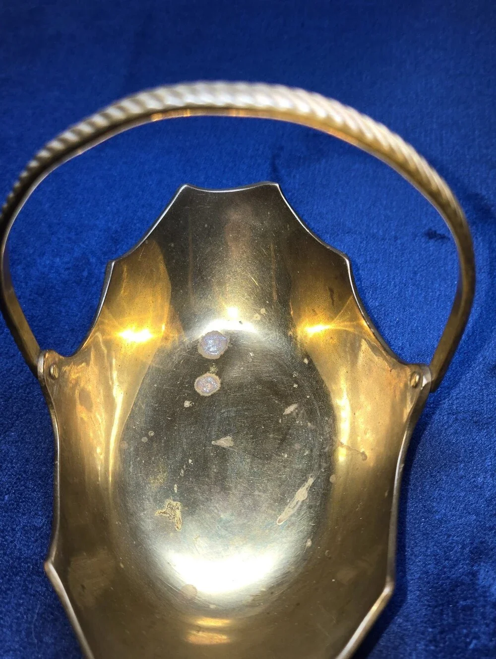 VTG Brass Basket Scalloped Edge Swing Handle Made In India Penco Industries